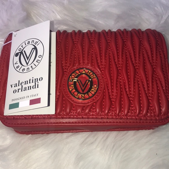 VALENTINO ORLANDI RED CINCHED 2 WAY PURSE - Picture 2 of 15